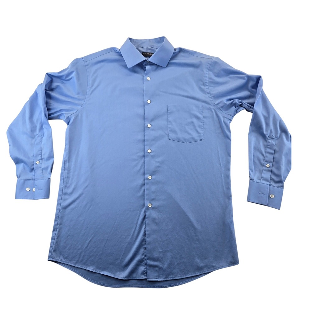 Van Heusen Dress Shirt Mens 15.5 32/33 Blue Flex Regular Fit Stretch Button Down